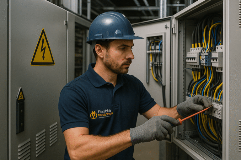 electricista en Majadahonda reparando cuadro eléctrico